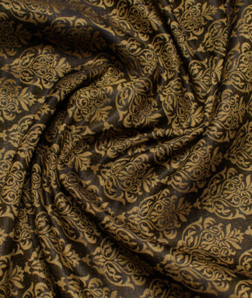 Linen Club Men's Linen Jacquard Unstitched Shirting Fabric (Dark Brown) - Image 3