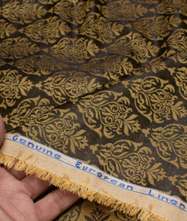 Linen Club Men's Linen Jacquard Unstitched Shirting Fabric (Dark Brown) - Image 2