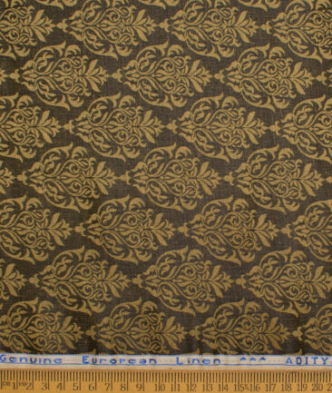 Linen Club Men's Linen Jacquard Unstitched Shirting Fabric (Dark Brown) - Image 4