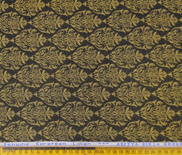 Linen Club Men's Linen Jacquard 2.50 Meter Unstitched Kurta Fabric (Dark Brown)
