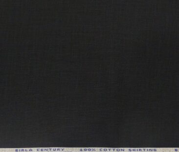 Birla Century Men's Cotton Solid 3.50 Meter Unstitched Shirting Fabric (Black)