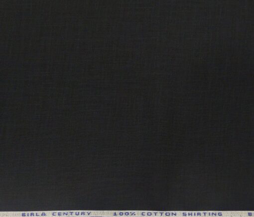 Birla Century Men's Cotton Solid 3.50 Meter Unstitched Shirting Fabric (Black)