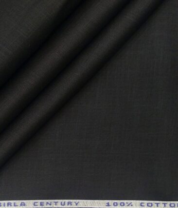 Birla Century Men's Cotton Solid 3.50 Meter Unstitched Shirting Fabric (Black)