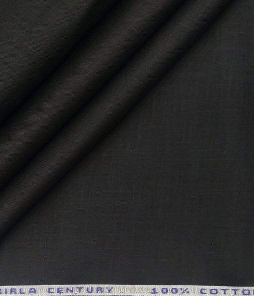 Birla Century Men's Cotton Solid 3.50 Meter Unstitched Shirting Fabric (Black)