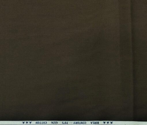 Birla Century Men's 70's Giza Cotton Solids 1.60 Meter Unstitched Shirting Fabric (Dark Brown)