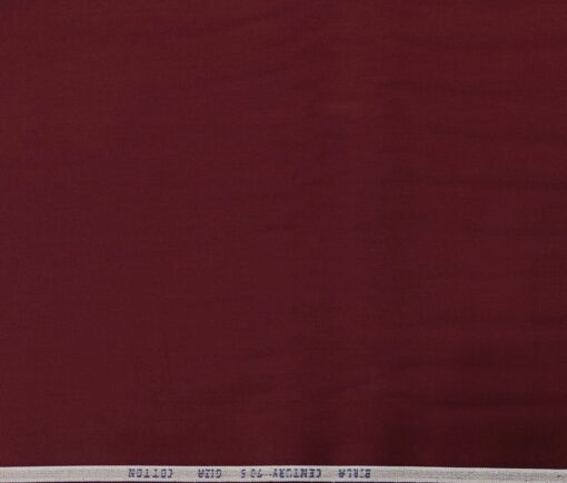 Birla Century Men's 70's Giza Cotton Solids 1.60 Meter Unstitched Shirting Fabric (Dark Wine)