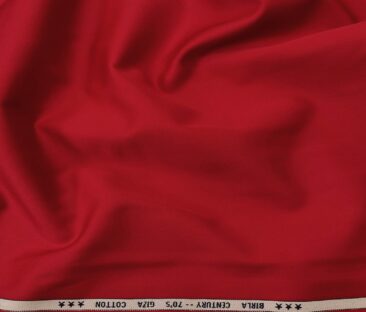 Birla Century Men's 70's Giza Cotton Solids 1.60 Meter Unstitched Shirting Fabric (Red)