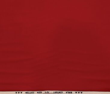 Birla Century Men's 70's Giza Cotton Solids 1.60 Meter Unstitched Shirting Fabric (Red)