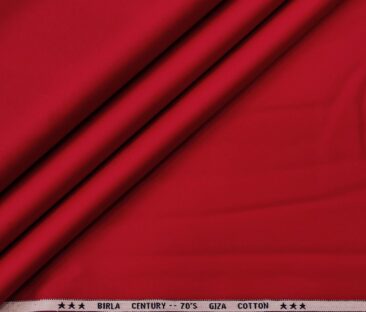 Birla Century Men's 70's Giza Cotton Solids 1.60 Meter Unstitched Shirting Fabric (Red)