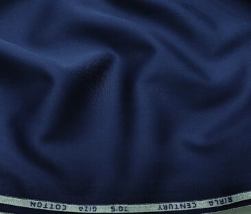 Birla Century Men's 70's Giza Cotton Solids 1.60 Meter Unstitched Shirting Fabric (Royal Blue)