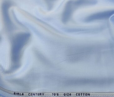 Birla Century Men's 70's Giza Cotton Solids 1.60 Meter Unstitched Shirting Fabric (Sky Blue)