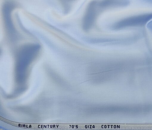 Birla Century Men's 70's Giza Cotton Solids 1.60 Meter Unstitched Shirting Fabric (Sky Blue)