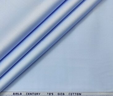 Birla Century Men's 70's Giza Cotton Solids 1.60 Meter Unstitched Shirting Fabric (Sky Blue)