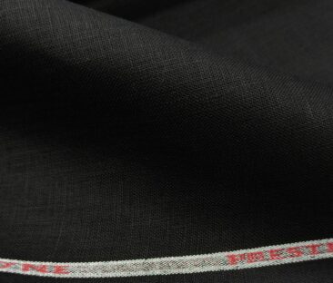 Burgoyne Men's Linen Solid 3.50 Meter Unstitched Shirting Fabric (Black)