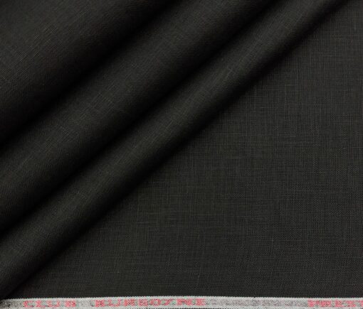 Burgoyne Men's Linen Solid 3.50 Meter Unstitched Shirting Fabric (Black)