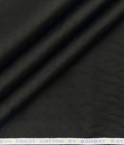 Bombay Rayon Men's Cotton Dobby 1.60 Meter Unstitched Shirting Fabric (Black)