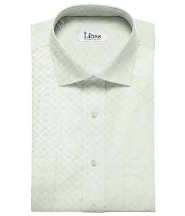 Bombay Rayon Men's Cotton Jacquard 1.60 Meter Unstitched Shirting Fabric (White)