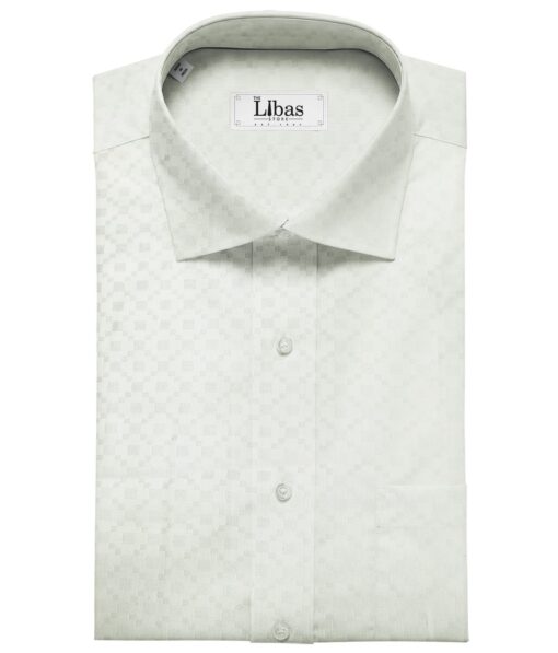 Bombay Rayon Men's Cotton Jacquard 1.60 Meter Unstitched Shirting Fabric (White)