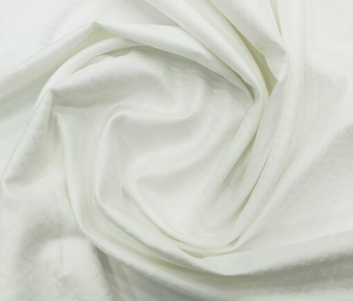 Bombay Rayon Men's Cotton Jacquard 1.60 Meter Unstitched Shirting Fabric (White)