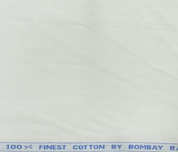 Bombay Rayon Men's Cotton Jacquard 1.60 Meter Unstitched Shirting Fabric (White)