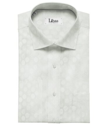 Bombay Rayon Men's Cotton Jacquard 1.60 Meter Unstitched Shirting Fabric (White)