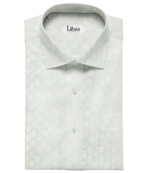 Bombay Rayon Men's Cotton Jacquard 1.60 Meter Unstitched Shirting Fabric (White)