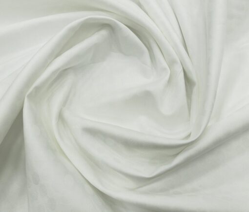 Bombay Rayon Men's Cotton Jacquard 1.60 Meter Unstitched Shirting Fabric (White)