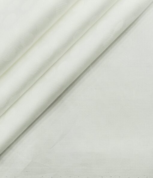 Bombay Rayon Men's Cotton Jacquard 1.60 Meter Unstitched Shirting Fabric (White)