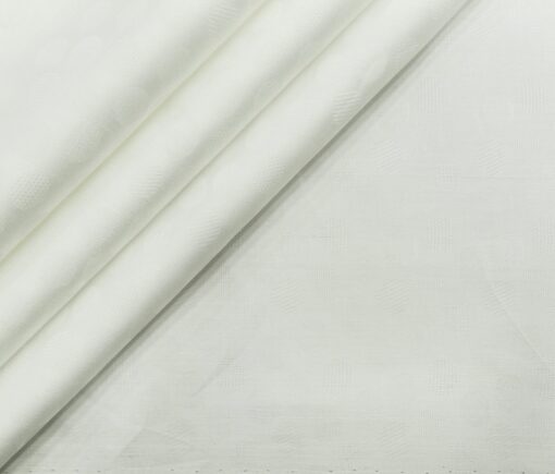 Bombay Rayon Men's Cotton Jacquard 1.60 Meter Unstitched Shirting Fabric (White)