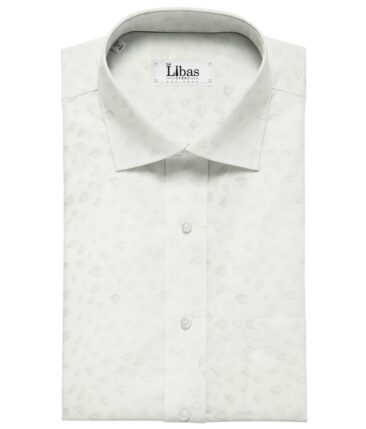 Bombay Rayon Men's Cotton Jacquard 1.60 Meter Unstitched Shirting Fabric (White)