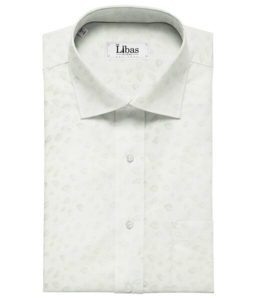 Bombay Rayon Men's Cotton Jacquard 1.60 Meter Unstitched Shirting Fabric (White)