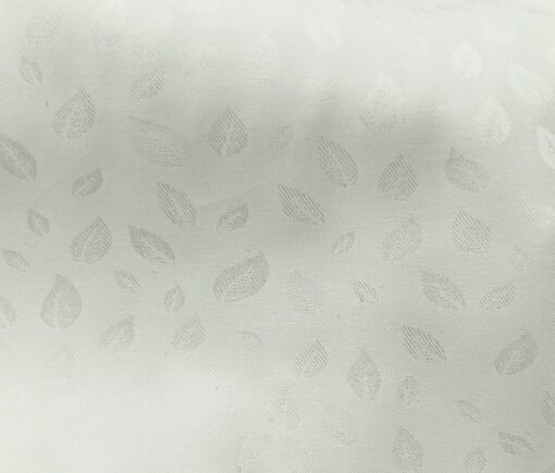 Bombay Rayon Men's Cotton Jacquard 1.60 Meter Unstitched Shirting Fabric (White)