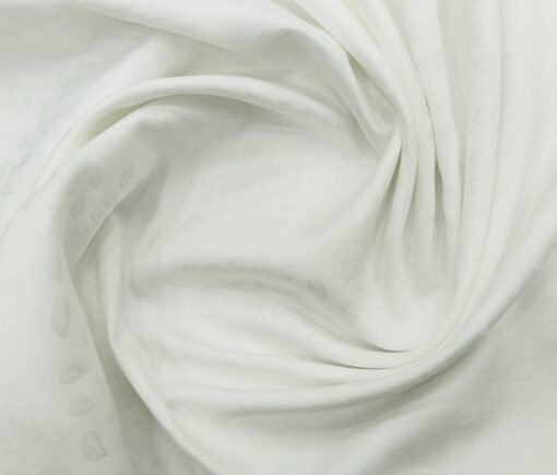 Bombay Rayon Men's Cotton Jacquard 1.60 Meter Unstitched Shirting Fabric (White)