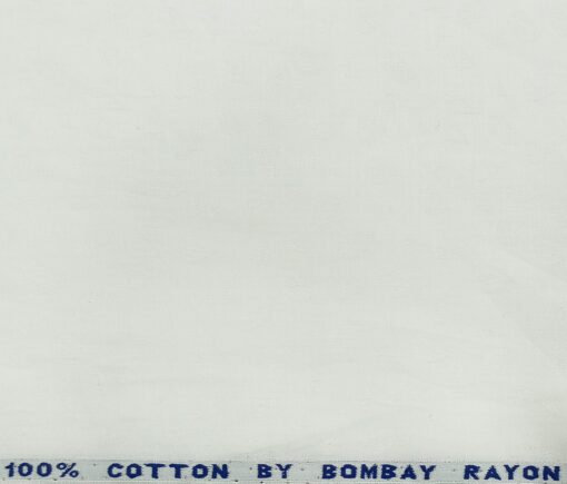 Bombay Rayon Men's Cotton Jacquard 1.60 Meter Unstitched Shirting Fabric (White)