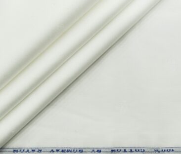 Bombay Rayon Men's Cotton Dobby 1.60 Meter Unstitched Shirting Fabric (White)
