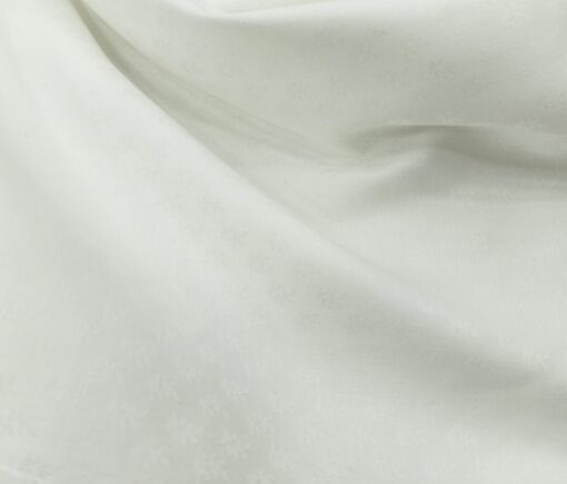 Bombay Rayon Men's Cotton Jacquard 1.60 Meter Unstitched Shirting Fabric (White)