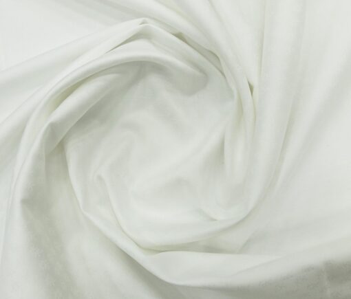 Bombay Rayon Men's Cotton Jacquard 1.60 Meter Unstitched Shirting Fabric (White)