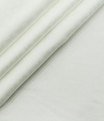 Bombay Rayon Men's Cotton Jacquard 1.60 Meter Unstitched Shirting Fabric (White)