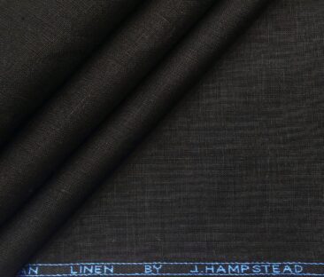 J.Hampstead Men's Linen Solids 3.50 Meter Unstitched Shirting Fabric (Black)