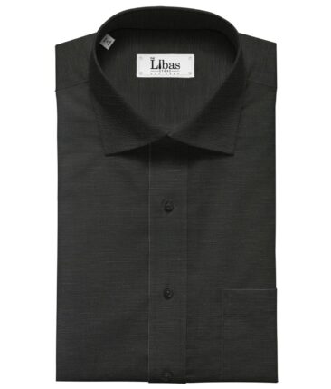 J.Hampstead Men's Cotton Linen Self Design 3.50 Meter Unstitched Shirting Fabric (Black)