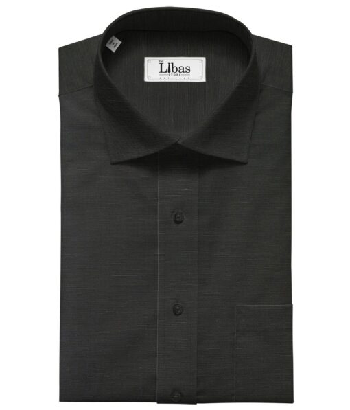 J.Hampstead Men's Cotton Linen Self Design 3.50 Meter Unstitched Shirting Fabric (Black)