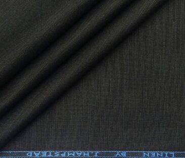J.Hampstead Men's Cotton Linen Self Design 3.50 Meter Unstitched Shirting Fabric (Black)