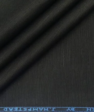 J.Hampstead Men's Cotton Linen Self Design 3.50 Meter Unstitched Shirting Fabric (Black)