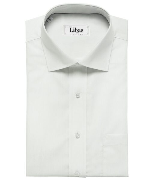 Monza Men's Cotton Self Stripes 1.80 Meter Unstitched Shirting Fabric (White)