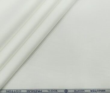 Monza Men's Cotton Self Stripes 1.80 Meter Unstitched Shirting Fabric (White)