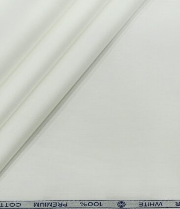 Monza Men's Cotton Self Stripes 1.80 Meter Unstitched Shirting Fabric (White)