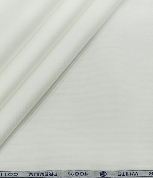 Monza Men's Cotton Self Stripes 1.80 Meter Unstitched Shirting Fabric (White)