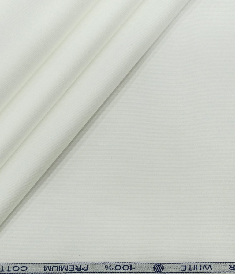 Monza Men's Cotton Self Stripes 1.80 Meter Unstitched Shirting Fabric (White)