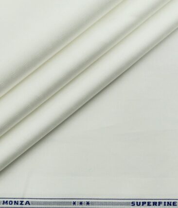 Monza Men's Cotton Dobby 1.60 Meter Unstitched Shirting Fabric (White)