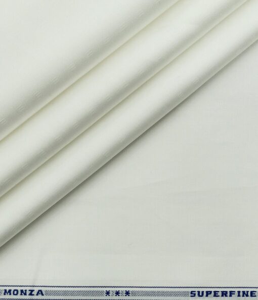 Monza Men's Cotton Dobby 1.60 Meter Unstitched Shirting Fabric (White)